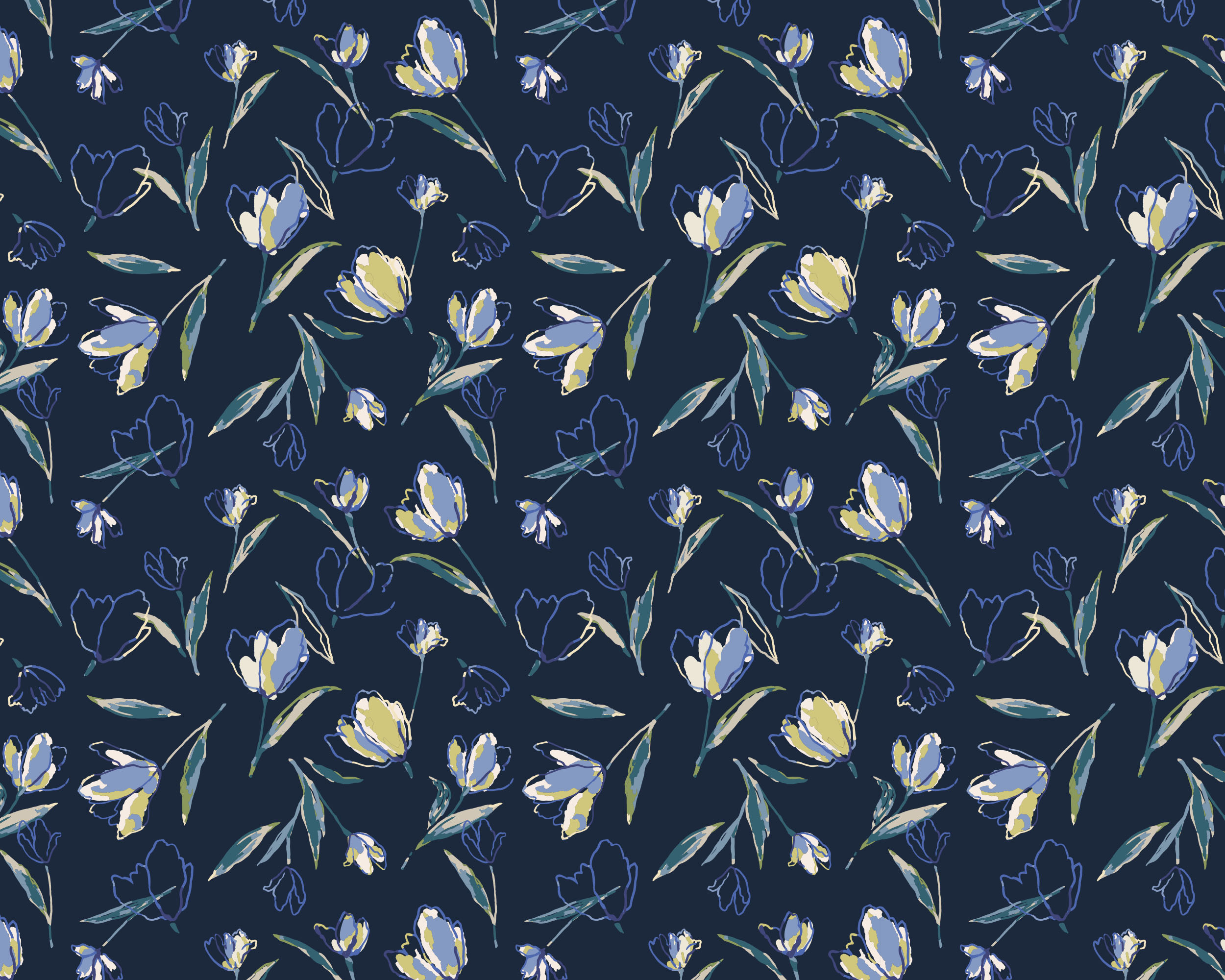 FLOATING TULIPS NAVY